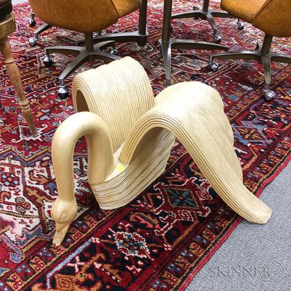 Art Deco-style Carved Wood Swan-form Low Table Base