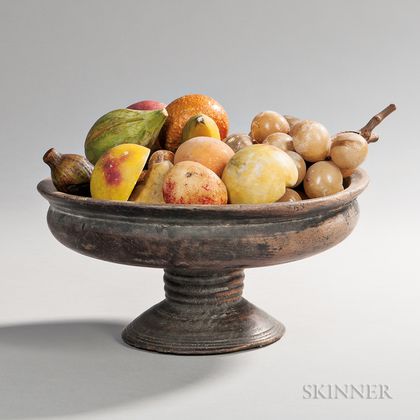 Turned Wood Footed Bowl with an Assemblage of Stone Fruit