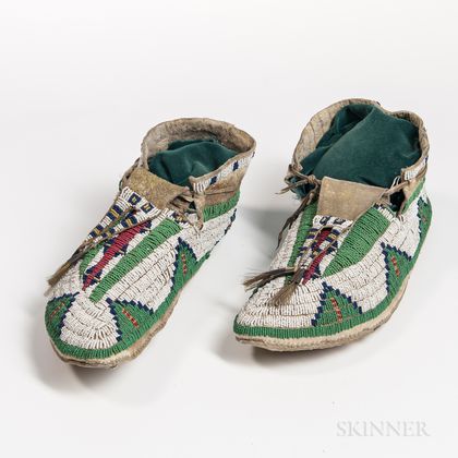 Pair of Plains Beaded Moccasins