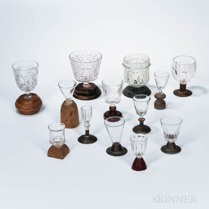 Thirteen Make-do Wineglasses or Goblets