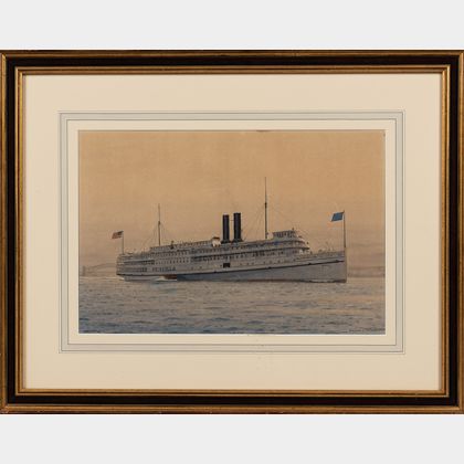 Roland Stickney (Maine, 20th Century) Portrait of the Steamship Priscilla