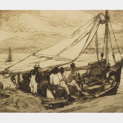 Lot of Three Prints: George Pearse Ennis (American, 1884-1936),Fishing Boat