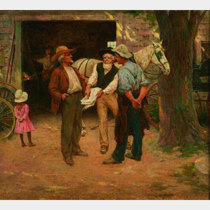 Frank O. Small (American, 1860-1928) Discussing the Politics of the Day