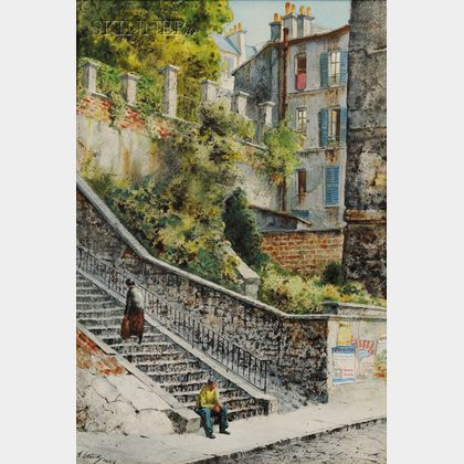 Henry Martin Gasser (American, 1909-1981) Parisian Street Scene