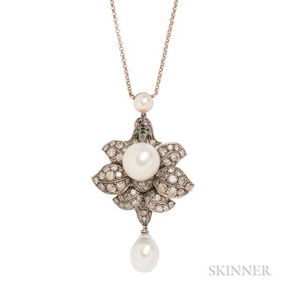 South Sea Pearl and Diamond Flower Pendant