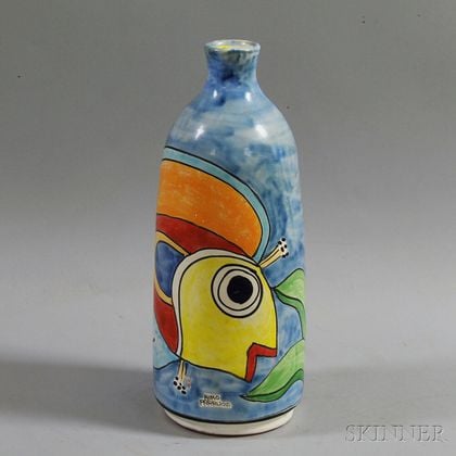Nino Parrucca Fish-decorated Pottery Vase