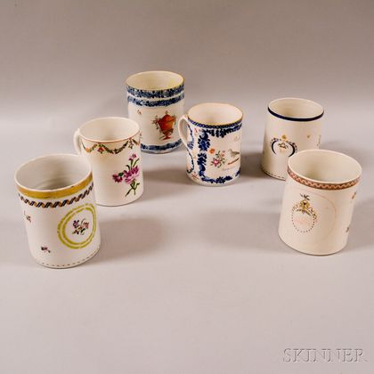 Six Chinese Export Porcelain Mugs