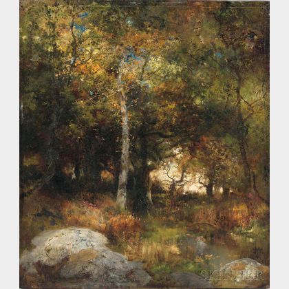 Thomas Moran (American, 1837-1926) Autumn Woods