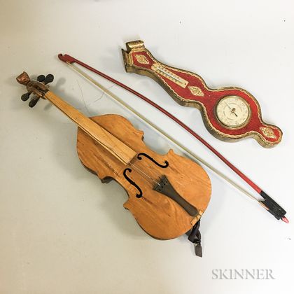 Paint-decorated Barometer, Bow, and Violin