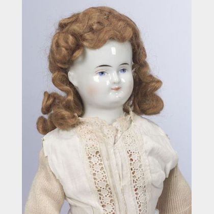 Wigged Biedermeier China Shoulder Head Doll