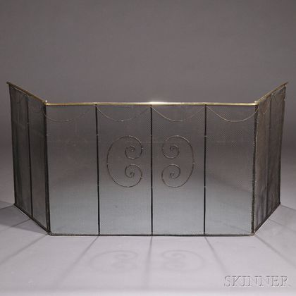 Brass and Wire Folding Fire Screen