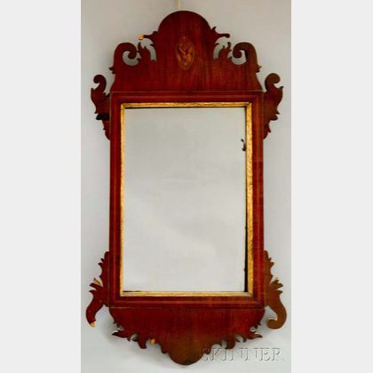 Federal Inlaid Mahogany Veneer Scroll-frame Mirror