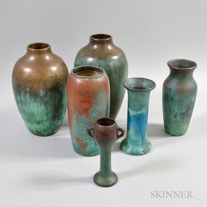 Six Clewell Pottery Vases