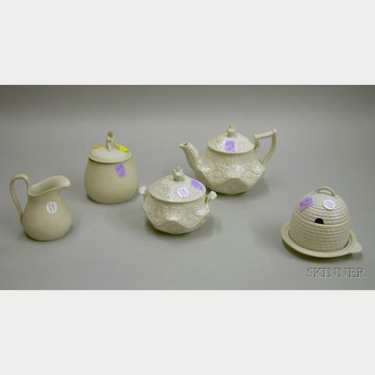Five Wedgwood White Stoneware Table Items