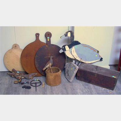 Group of Assorted Wooden, Decorative, and Domestic Items