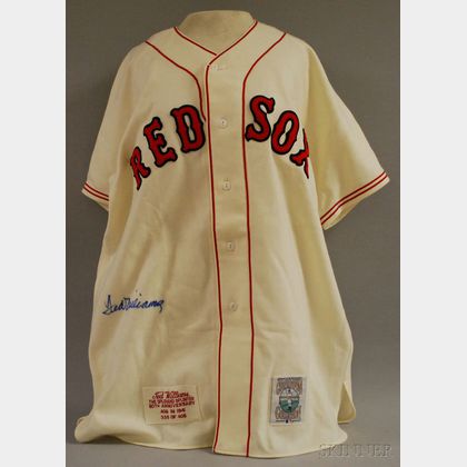 TED WILLIAMS SIGNED MITCHEL & NESS BOSTON RED SOX JERSEY AUTO JSA COA –  Boxseat