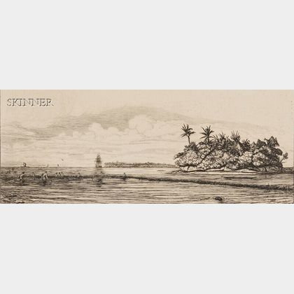 Charles Meryon (French, 1821-1868) Océanie: Ilots a Uvea (Wallis) pêche aux palmes 1845