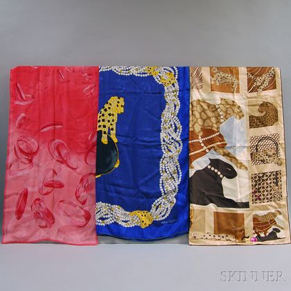 Three Cartier Silk Scarves