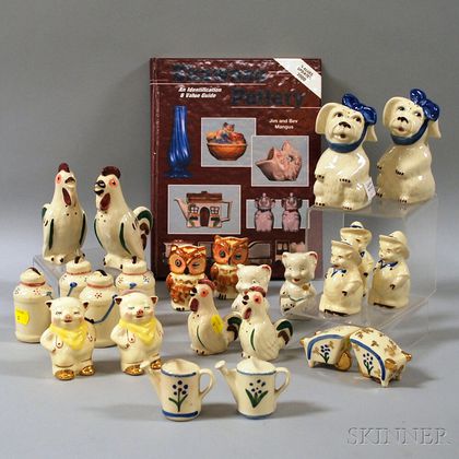 Twenty-three Shawnee Pottery Figural Salt and Pepper Shakers and a Collector's Book