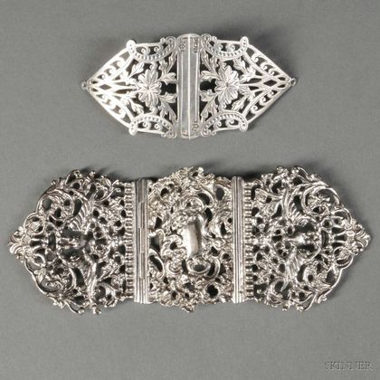 Two Victorian Sterling Silver Belt Clasps