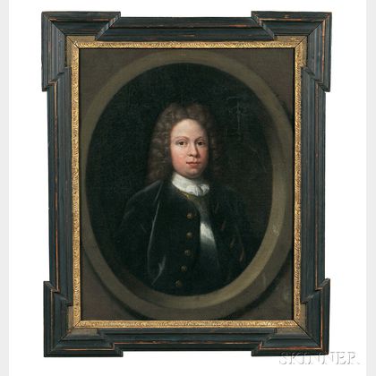Anglo/American School, 18th Century Portrait of a Gentleman Wearing a Powdered Wig.