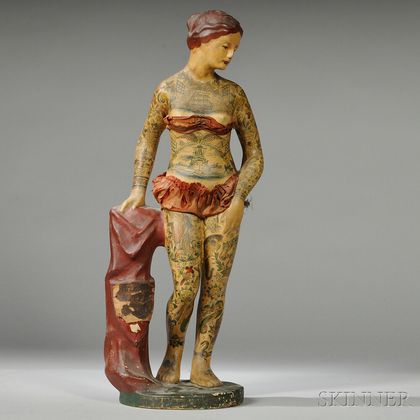 "BATTLESHIP KATE" Composition Trade Figure of a Tattooed Woman