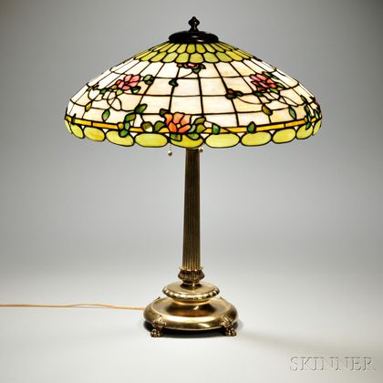 Mosaic Glass and Brass Table Lamp
