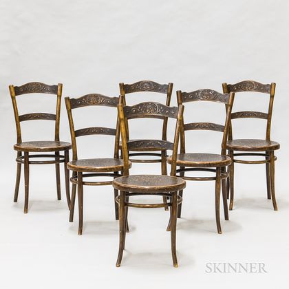 Set of Six Thonet Pressed Laminate Dining Chairs