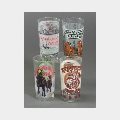 Lot of Thirty-Six Transfer Printed Commemorative Kentucky Derby Glasses
