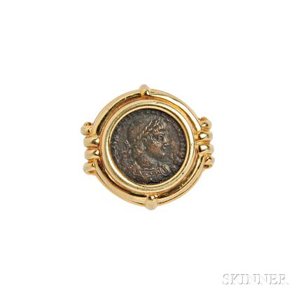 18kt Gold and Bronze Coin Ring