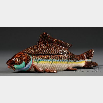 Hugo Lonitz Fish-form Majolica Covered Tureen