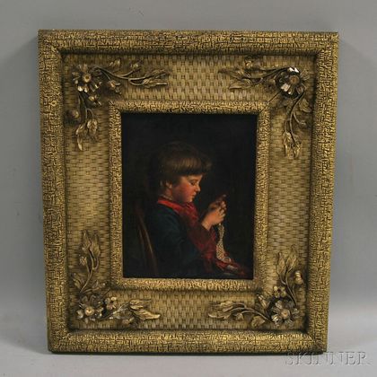 John Donaghy (American, 1838-1931) Young Girl Crocheting.