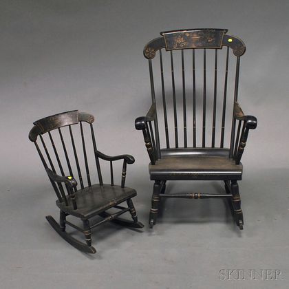 Two Black-painted Rockers