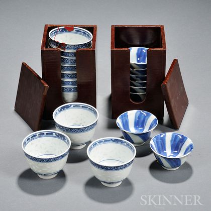 Eighteen Blue and White Cups