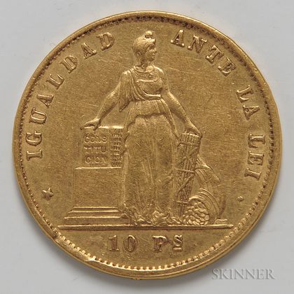 1872 Chilean 10 Pesos Gold Coin