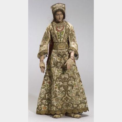 Wooden Articulated Artist&#39;s Lay Figure of a Lady in Elizabethan Dress