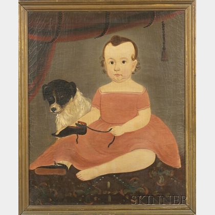 Attributed to William Matthew Prior (American, 1806-1873) Portrait of Child with a Pet Dog.