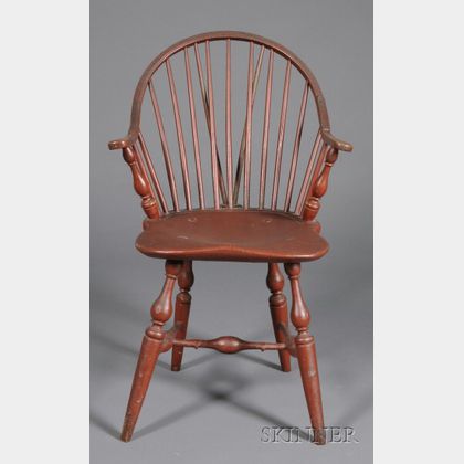 Red-painted Continuous Braced Windsor Armchair