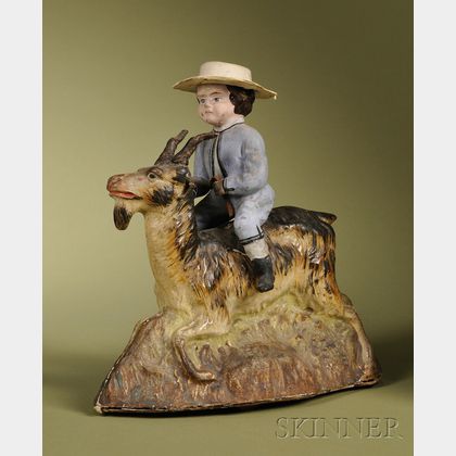 Rare Boy Riding Goat Pull-Toy