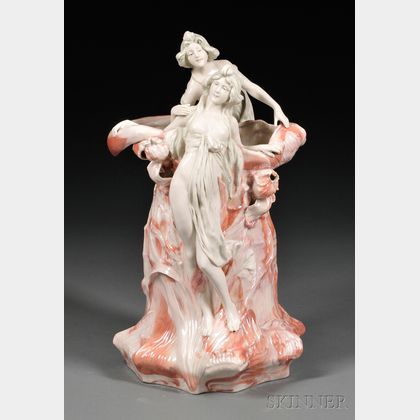 Art Nouveau Royal Dux Figural Porcelain Vase