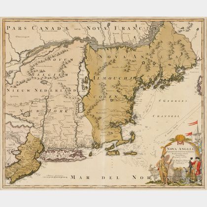 New England. Johannes Baptista Homann (1664-1724) Nova Anglia Septentrionali