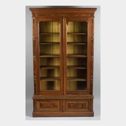 Pair of Renaissance Revival Walnut Library Bookcases