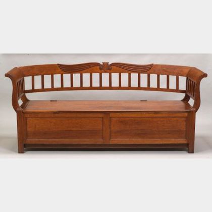 Cherry Carved and Paneled Settee