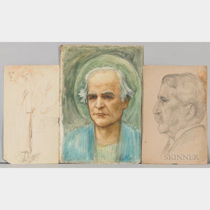 Thomas Matthews Rooke (British, 1842-1942) Eleven Portrait Studies and Sketches for the Choir Mosaic of St. Pauls Within-th... 