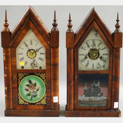 Two Sharp Gothic Mantel Clocks