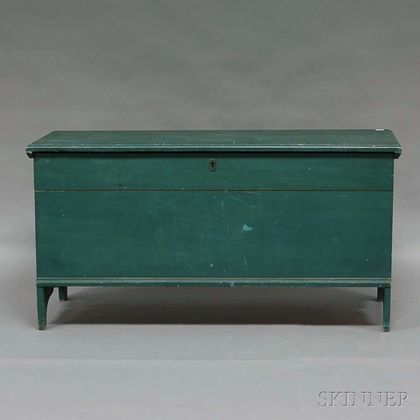 Blue-painted Pine Six-board Blanket Chest