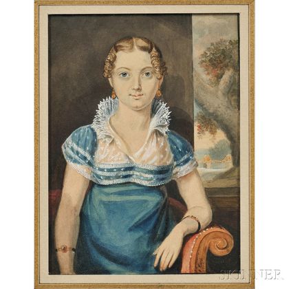 John Lewis Krimmel (Pennsylvania, 1787-1821) Young Woman in a Blue Dress
