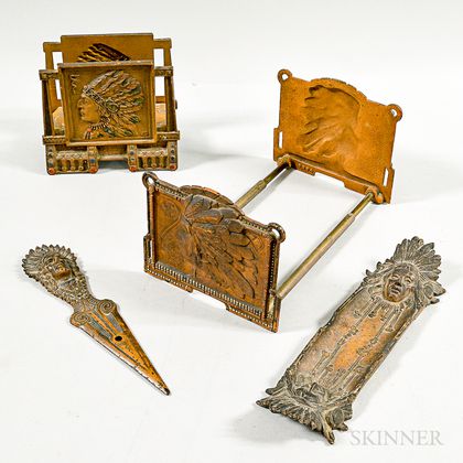 Four-piece Bronzed Metal Desk Set