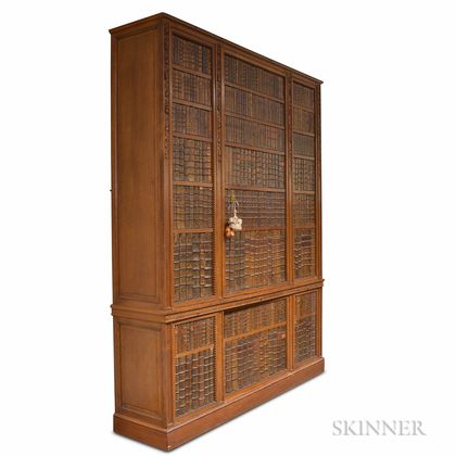 Large Continental-style Carved Oak "Bibliotheque" Cabinet