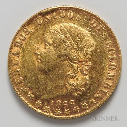 1866 Colombian 10 Pesos Gold Coin
